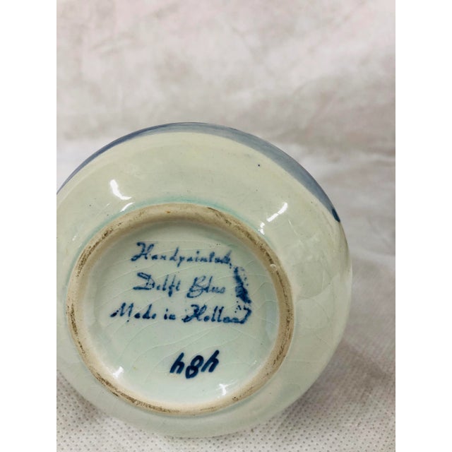 Mid 20th Century Vintage Wide Mouth Delft Brush Pot / Jar / Vase For Sale - Image 5 of 7
