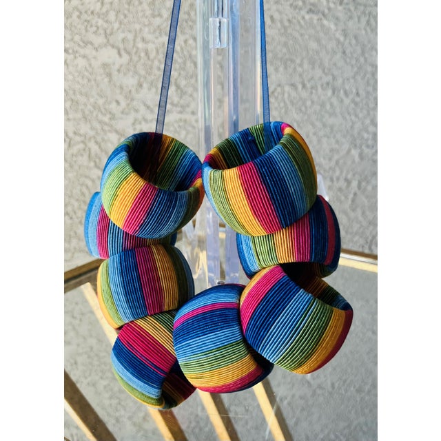 Late 20th-Century Vibrant & Chic Multi-Colored Woven Napkin Rings - Set of 8 For Sale - Image 17 of 18