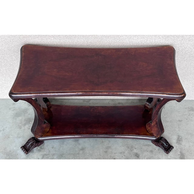 1940s Early 20th Century Mahogany Rectangular Coffee Table With Low Shelve For Sale - Image 5 of 11