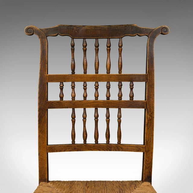 1850s Pair of Antique Victorian English Spindleback Rush Chairs For Sale - Image 10 of 13