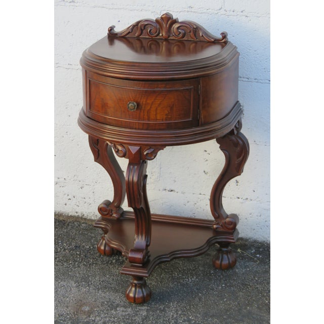 Traditional Early 1900s Hand Carved Nightstand Bedside Side End Table 5821a For Sale - Image 3 of 12