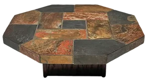 Mid-Century Modern Brutalist Slate Stone Coffee Table, 1960s