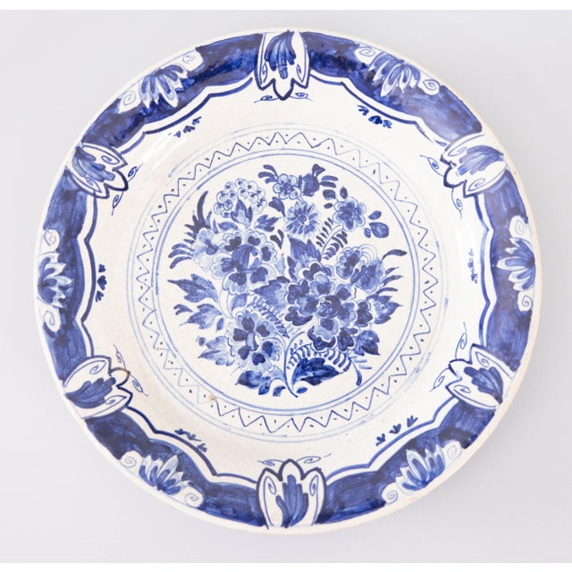 Ceramic Antique 19th Century Dutch Delft Faience Floral Plate For Sale - Image 7 of 7
