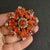Mid-Century Modern Weiss Bracelet & Brooch Set Demi Parure Orange Cabochon Aurora Borealis Crystal Rhinestone For Sale - Image 3 of 11