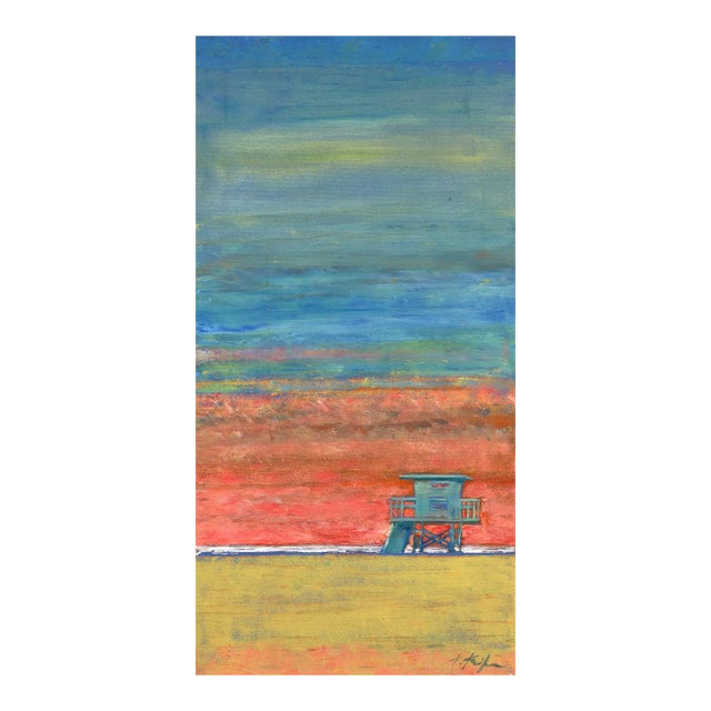 Pink Memory - Coastal Sunset Ocean Artwork on Canvas by Kathleen Keifer For Sale