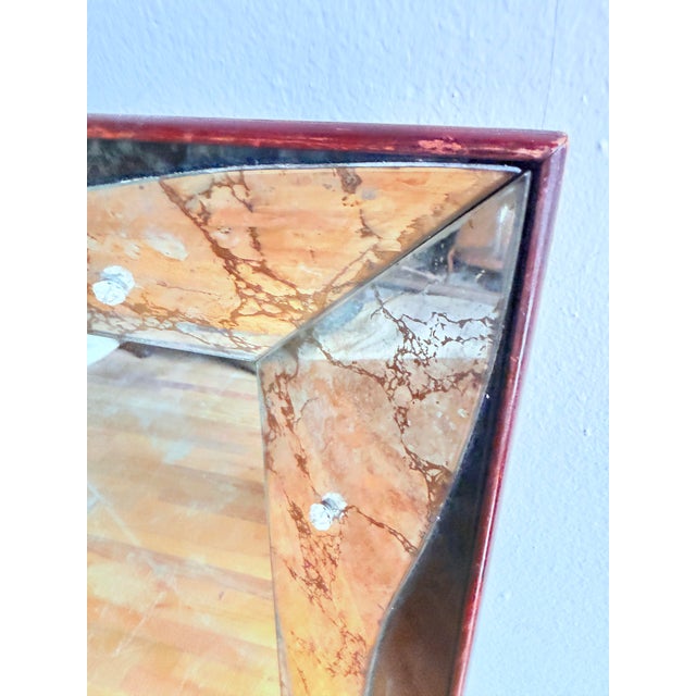 Art Deco Vintage 1960s Venetian-Style Mirror With Etched Glass and Gold Gilt Frame For Sale - Image 3 of 16