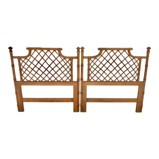 1960s Ficks Reed Hollywood Regency Faux Bamboo Twin Beds - a Pair For Sale
