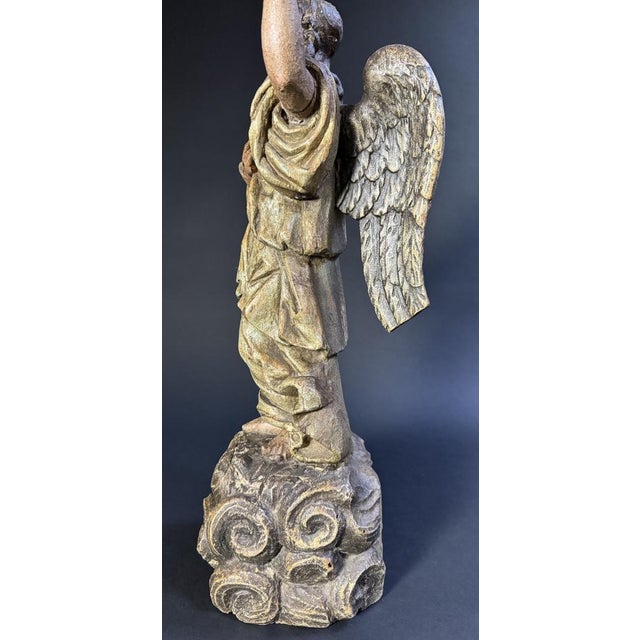 Lombard Artist, Polychrome Sculpture Depicting an Angel, 17th Century, Wood For Sale - Image 9 of 17