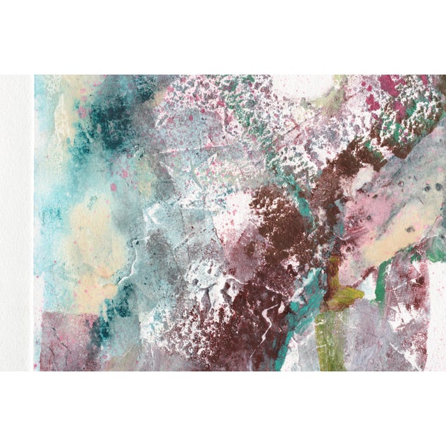 Blue 1990s Magenta and Teal Abstracted Figurative Textured Monoprint by David Stephens For Sale - Image 8 of 9