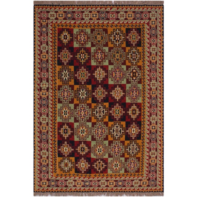 Brown 1970s Semi Vintage Soumakh Rust Wool Rug - 5′ × 7′2″ For Sale - Image 8 of 9