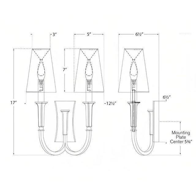 Visual Comfort Thomas O'Brien for Visual Comfort Signature Delphia Large Double Arm Sconce in Hand-Rubbed Antique Brass with Linen Shade For Sale - Image 4 of 4