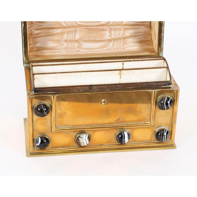 Antique English Brass Agate Cabochon, 1800s, Set of 2 For Sale - Image 4 of 18