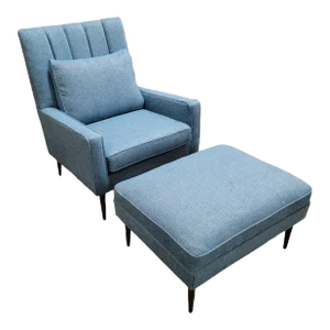 1950s Paul McCobb Lounge Chair and Ottoman Signed Paul McCobb Design by Custom Craft- 2 Pieces