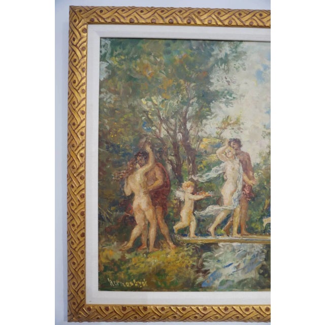 Herman Lipot "The Garden" Oil Painting on Canvas Early 20c For Sale - Image 10 of 11