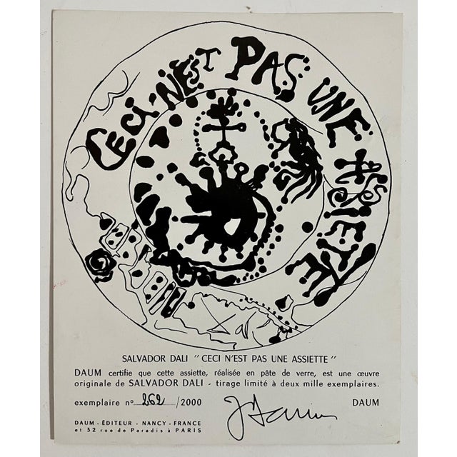 1970s (after) Salvador Dali, Salvador Dali Daum Pate de Verre with Gold, Glass Plate Sculpture Crystal Art, c.1970 For Sale - Image 5 of 18