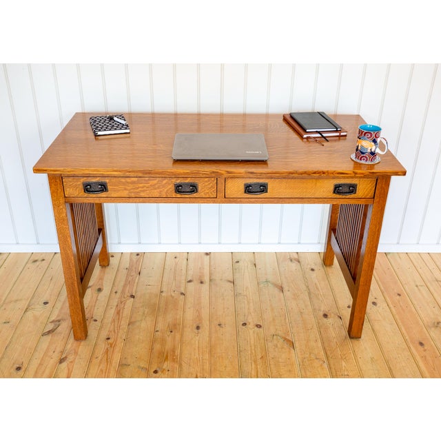 Arts and Crafts Mission Oak Desk by L. and J.G Stickley, 1993 For Sale - Image 18 of 18