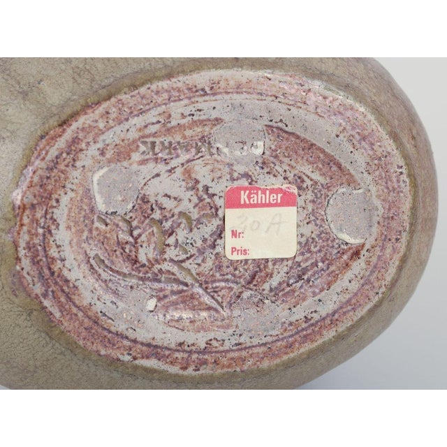 Ceramic Olive Green Glazed Ceramic Vase by Nils Kähler for Kähler, 1970s For Sale - Image 7 of 9