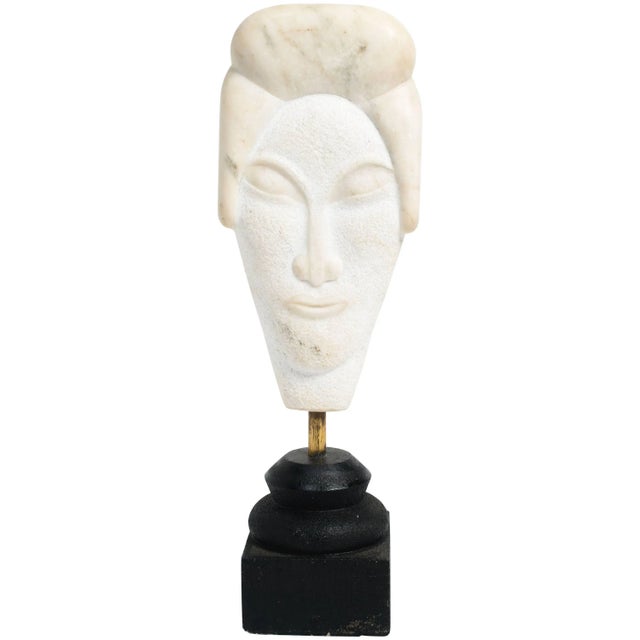 Asian Marble Bust Sculpture For Sale - Image 9 of 9