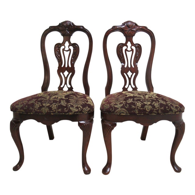 Thomasville Solid Mahogany Chippendale Dining Chairs a Pair Chairish
