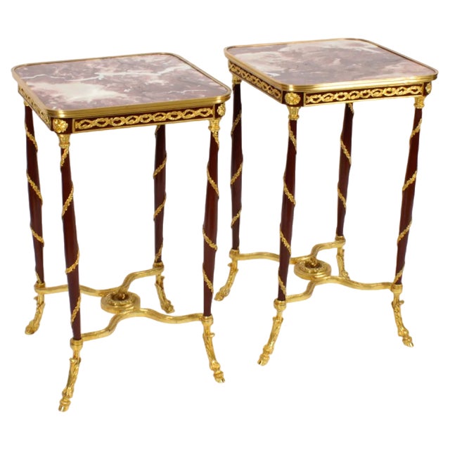 French Louis Revival Ormolu Mounted Occasional Tables, 1950s, Set of 2 For Sale