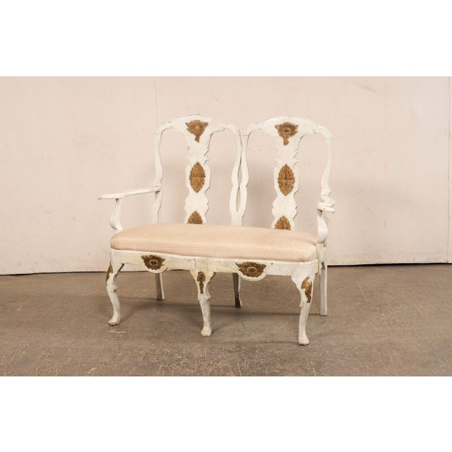 18th Century Swedish Rococo 2-Chair Back Settee For Sale - Image 4 of 10