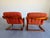 1970s Mid Century Westnofa Norway Cantilevered Bentwood and Orange Wool Lounge Chair Pair For Sale In Tampa - Image 6 of 12
