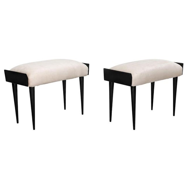 Mid-Century Modern Italian Ebanized Wood Velvet Stools by Ico & Luisa Parisi, Set of 2 For Sale - Image 10 of 10