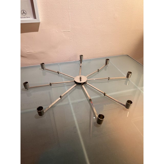 Chrome-Plated Steel Star-Shaped Candlestick, 1970s For Sale - Image 9 of 11