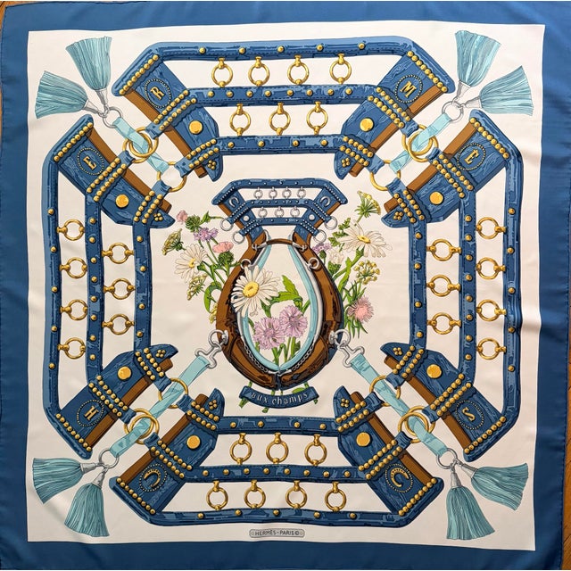 Campaign Hermès Aux Champs 1990 Silk Scarf by Caty Latham For Sale - Image 3 of 11