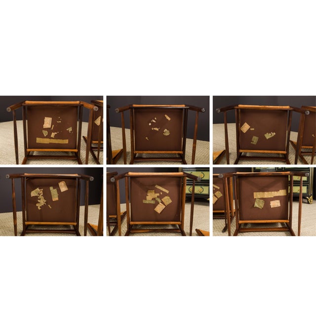 Brown Sergio Rodrigues for Oca Jacaranda & Leather Cantu Chairs, c 1959 Brazil, Signed - Set of 6 For Sale - Image 8 of 12