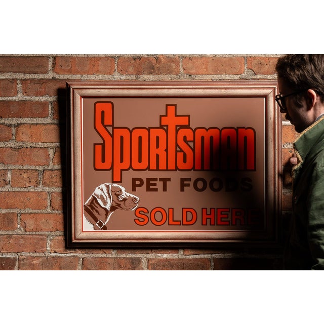 c. 1970s/1980s; Sunshine Mills, Inc. - Red Bay, AL Bold framed advertising sign promoting Sportsman Pet Foods, featuring...