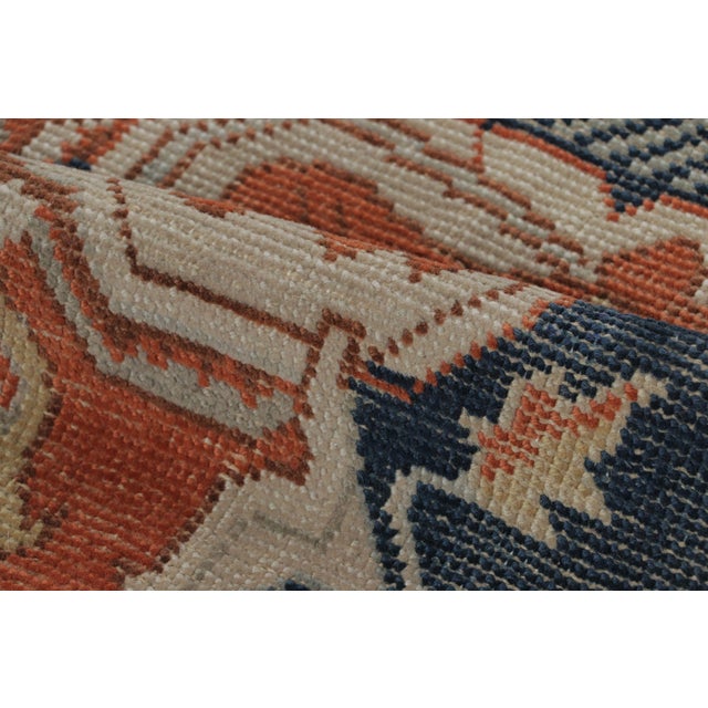 Antique Persian Heriz Medallion Rug in Orange and Blue Tones - Rug & Kilim For Sale In New York - Image 6 of 7