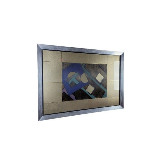 Abstract "Academia Two" by Badini — Framed Mixed-Media Abstract, Late 20th Century For Sale - Image 3 of 13