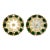 Vintage Pair of Bohemian Moser Style Dishes Etched Emerald & Gold Glass For Sale