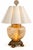 Vintage Etched Amber Glass Rose Urn Lamp With Illuminated Base and Pleated Shade For Sale In Los Angeles - Image 6 of 10