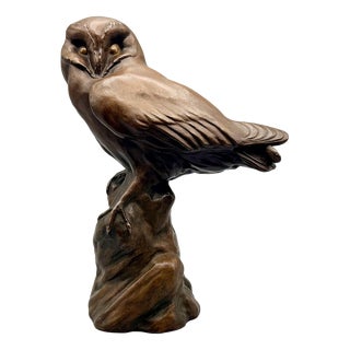 H. Sieloff, Resting Owl, 1920s, Bronze For Sale