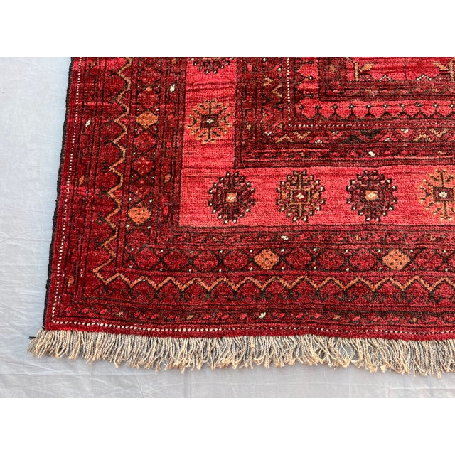 Rose Vintage Afghan Ersari Turkmen Gul Rug, Rose Palette - 6'0" X 4'0" For Sale - Image 8 of 14