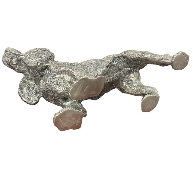 Late 20th Century Vintage Gucci Made in Italy Silver-Tone Spaniel Dog Sculpture For Sale - Image 5 of 6