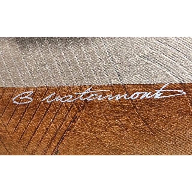 1990s Signed Bustamonte Original 50" Abstract Painting on Canvas For Sale - Image 5 of 17
