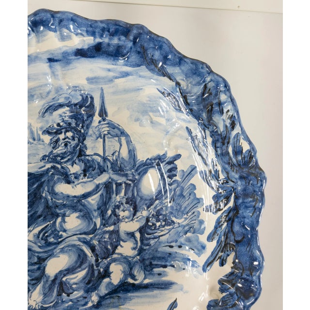 Traditional 20th Century Italian Renaissance Revival Majolica Faience Blue and White Charger For Sale - Image 3 of 12