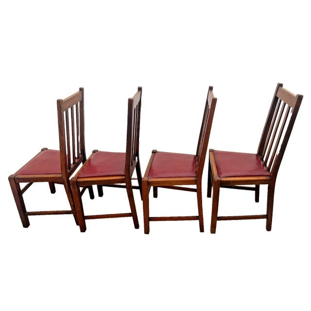 Antique Chairs set of four, Barley Twist Legs, Solid Oak, Brown Vinyl Seats 40" x 18' X 16", cushion seat height 18"....
