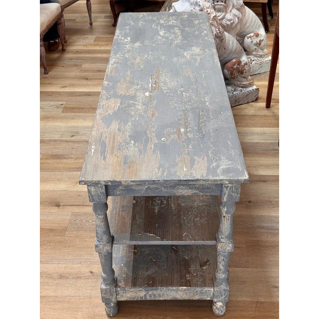 Blue French Vintage Draper’s Table, Provence, C. 1930 For Sale - Image 8 of 8