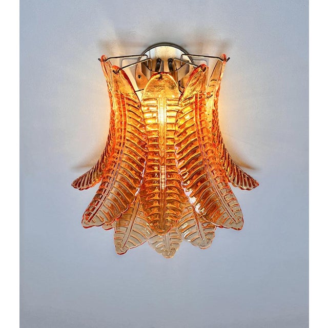 Vintage Murano Six-Tier Felci Wall Sconces in Amber Glasses, 1990s, Set of 2 For Sale - Image 16 of 18