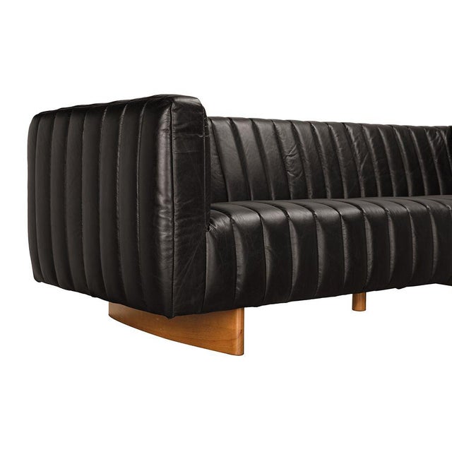 Not Yet Made - Made To Order NOIR Khann Sofa, Ebony Black Leather For Sale - Image 5 of 7