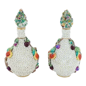 Antique Meissen Manner Snowball Porcelain Vases - a Pair