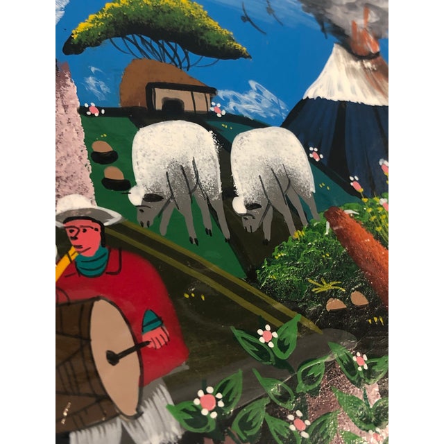 Small Peruvian Oil Painting Pastoral Scene For Sale - Image 11 of 13