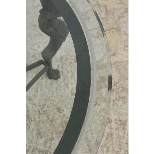 Round Iron & Glass Coffee Table W. Lion Heads For Sale - Image 10 of 14