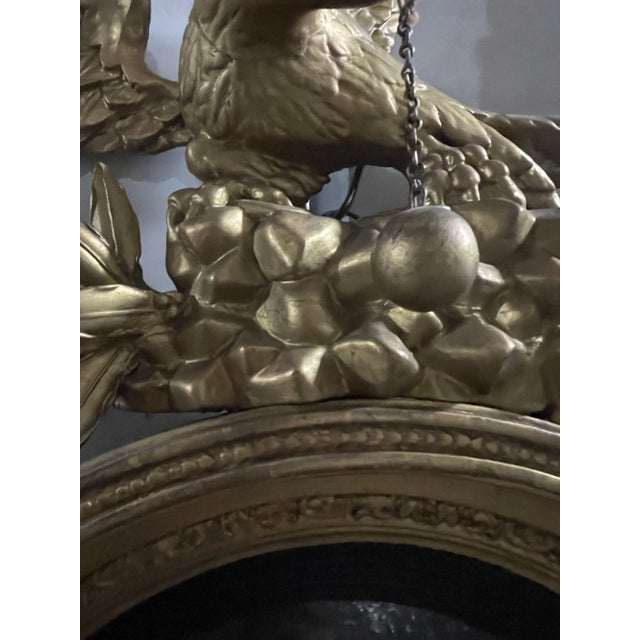 American 19th Century Federal Eagle Bullseye Mirror With Carved Giltwood and Foliate For Sale - Image 3 of 6