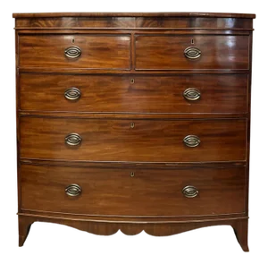 Antique English Mahogany Bow Front Chest of Drawers