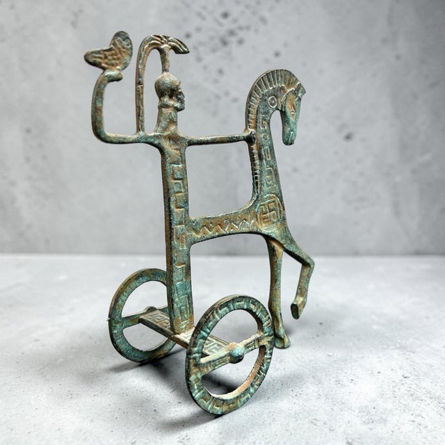 Athena on Her Chariot Ancient Greek Style Mid-Century Modern Horse Sculpture For Sale - Image 6 of 9